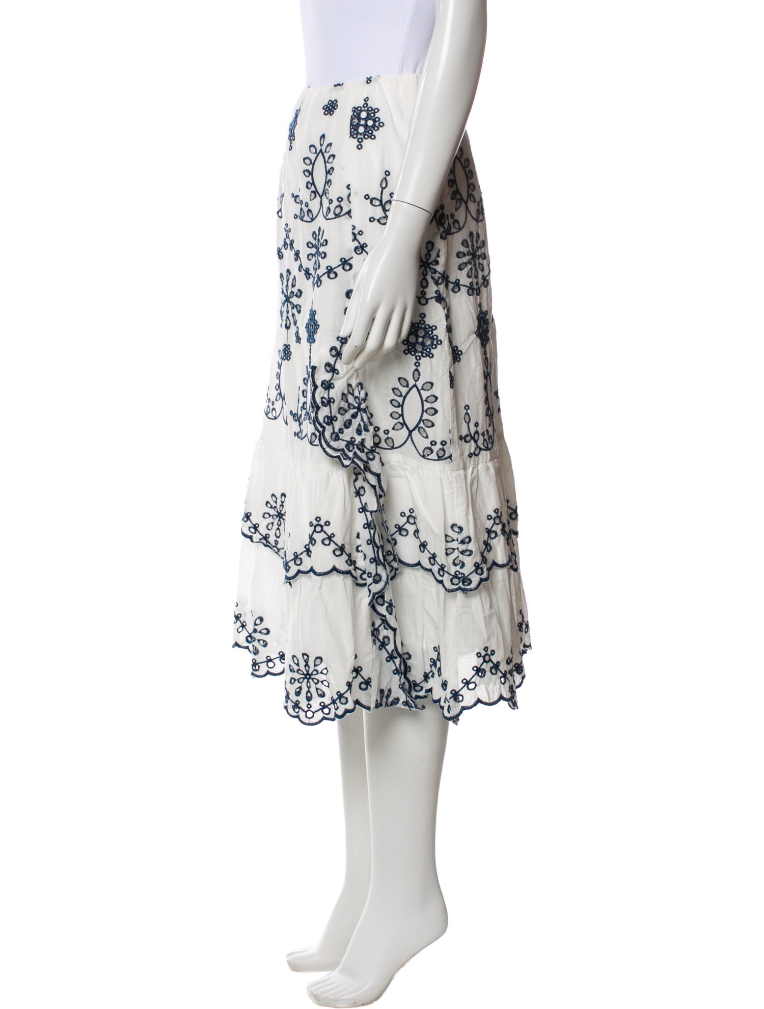 Prabal Gurung Lace Pattern Midi Length Skirt