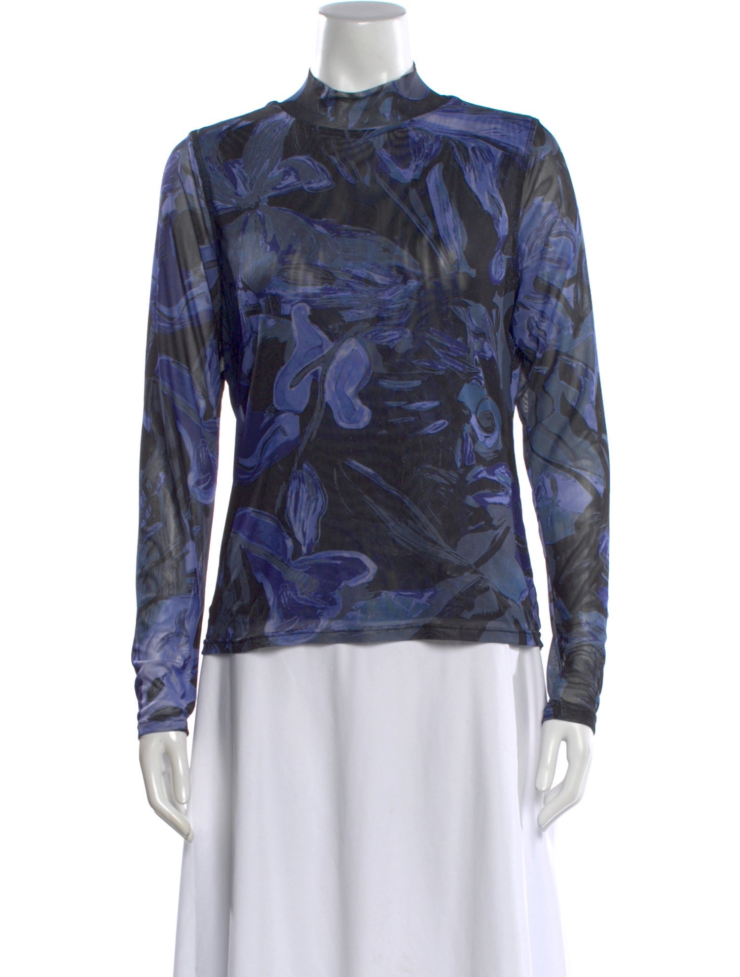 Prabal Gurung Floral Print Mock Neck Top