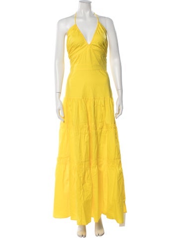 Pre-owned Prabal Gurung Halterneck Long Dress In Yellow