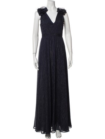 Pre-owned Prabal Gurung Printed Long Dress In Blue