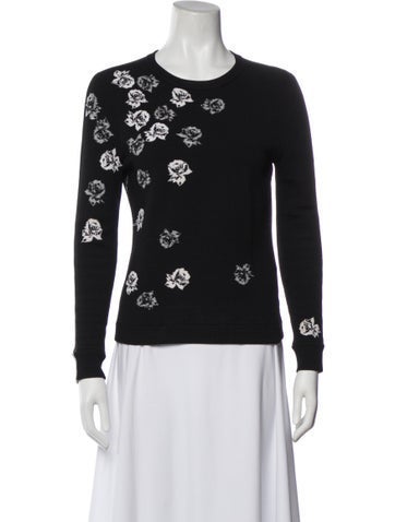 Pre-owned Prabal Gurung Floral Print Crew Neck Top In Grey