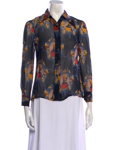 Pierre D'Alby Tops Vintage Silk Button-Up Top XS