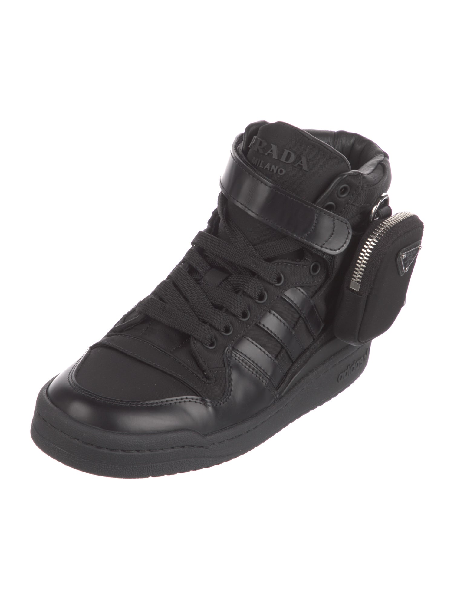 Prada x adidas Enameled Metal Triangle Nylon Sneakers