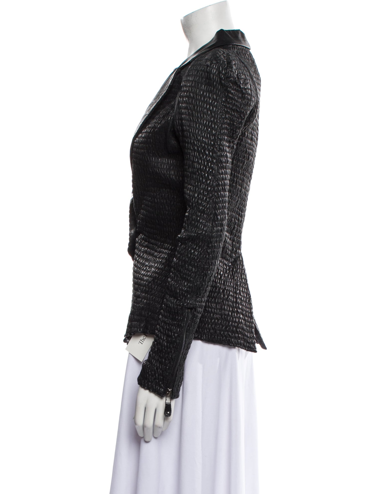 Preen by Thornton Bregazzi Leather Tweed Pattern Blazer