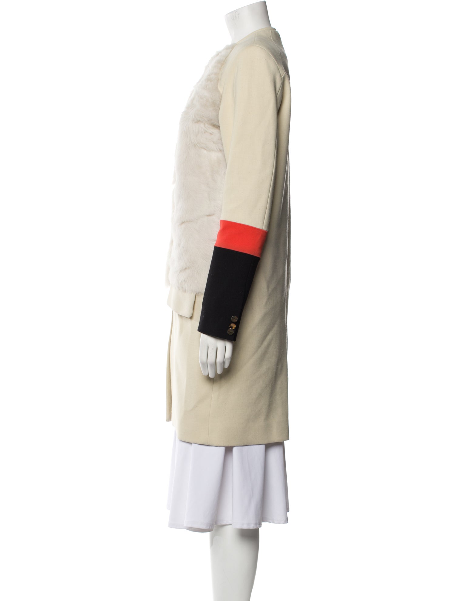 Preen by Thornton Bregazzi Shearling Colorblock Pattern Fur Coat