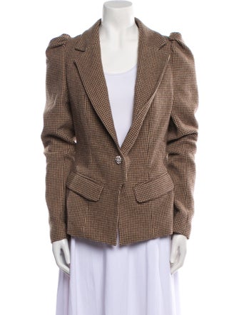 Preen by Thornton Bregazzi Wool Plaid Print Fur Jacket