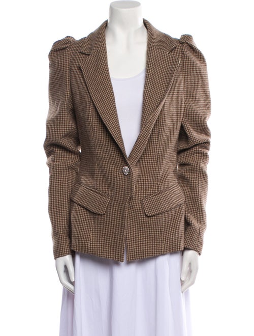 Preen by Thornton Bregazzi Wool Plaid Print Fur Jacket