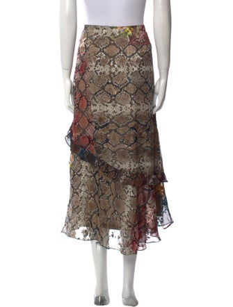 Preen by Thornton Bregazzi Animal Print Midi Length Skirt