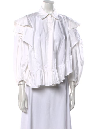 Preen by Thornton Bregazzi Three-Quarter Sleeve Button-Up Top