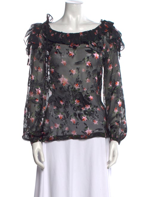 Preen by Thornton Bregazzi Floral Print Bateau Neckline Blouse