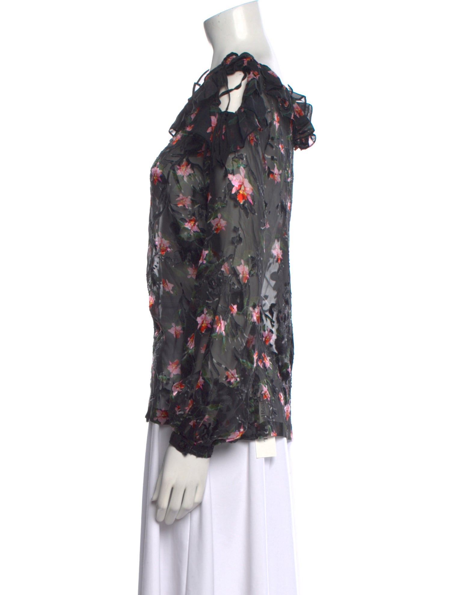 Preen by Thornton Bregazzi Floral Print Bateau Neckline Blouse