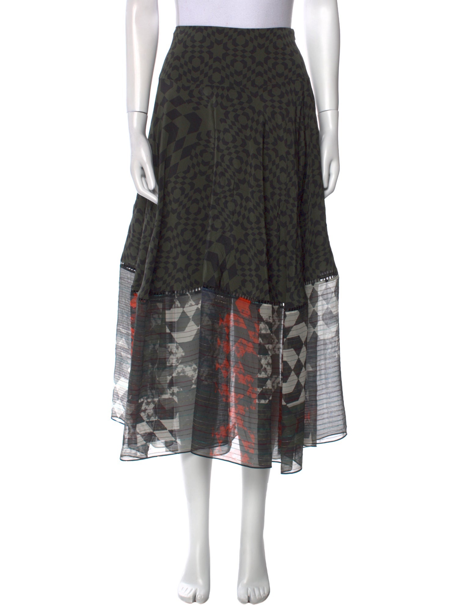 Preen by Thornton Bregazzi Silk Midi Length Skirt