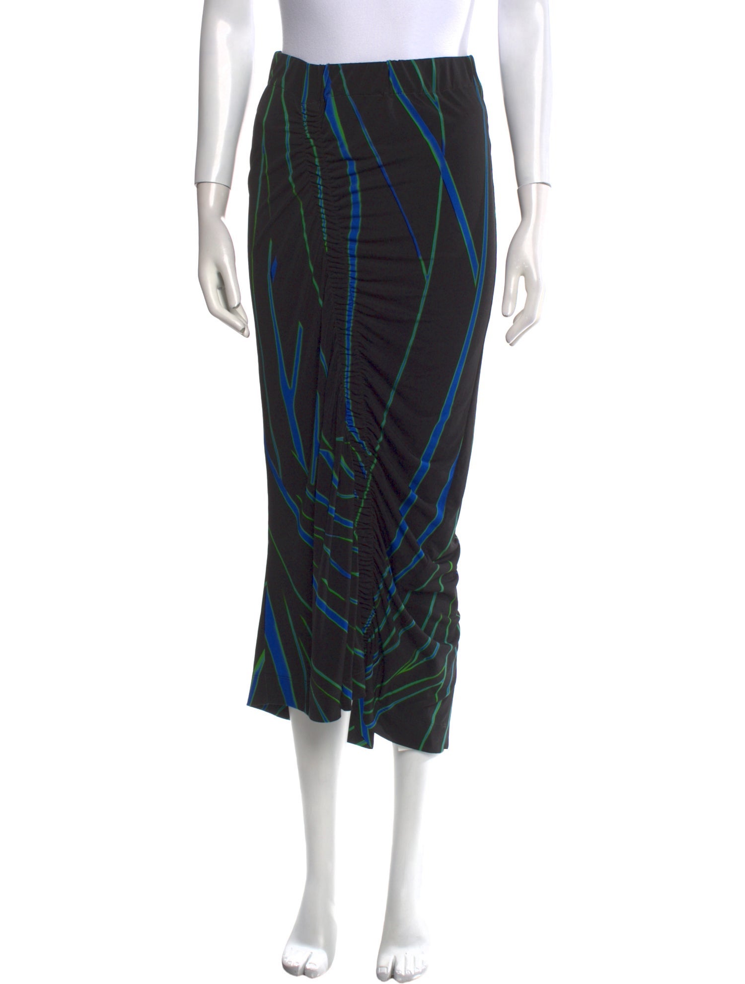 Preen by Thornton Bregazzi Striped Midi Length Skirt