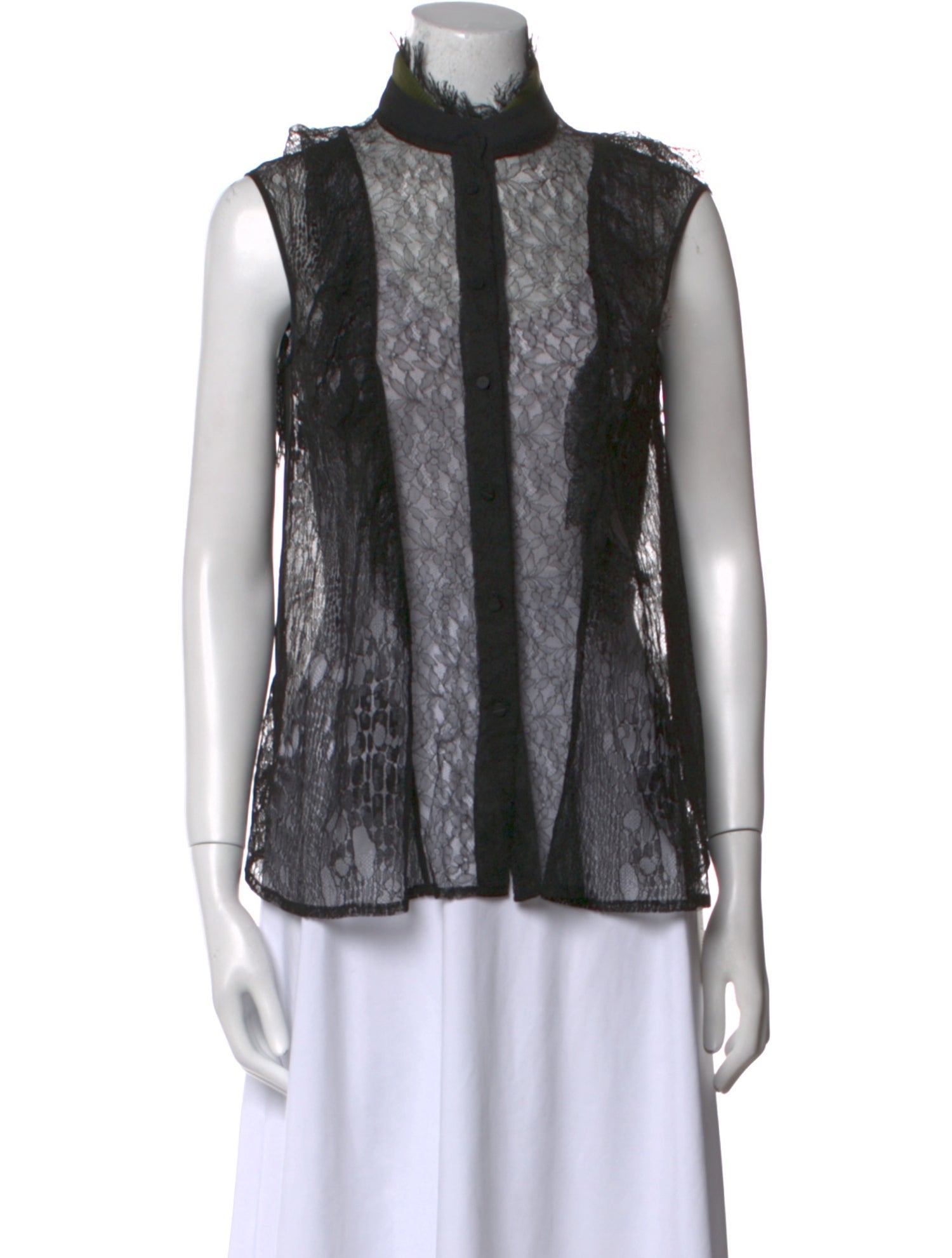 Preen by Thornton Bregazzi Lace Pattern Mock Neck Top