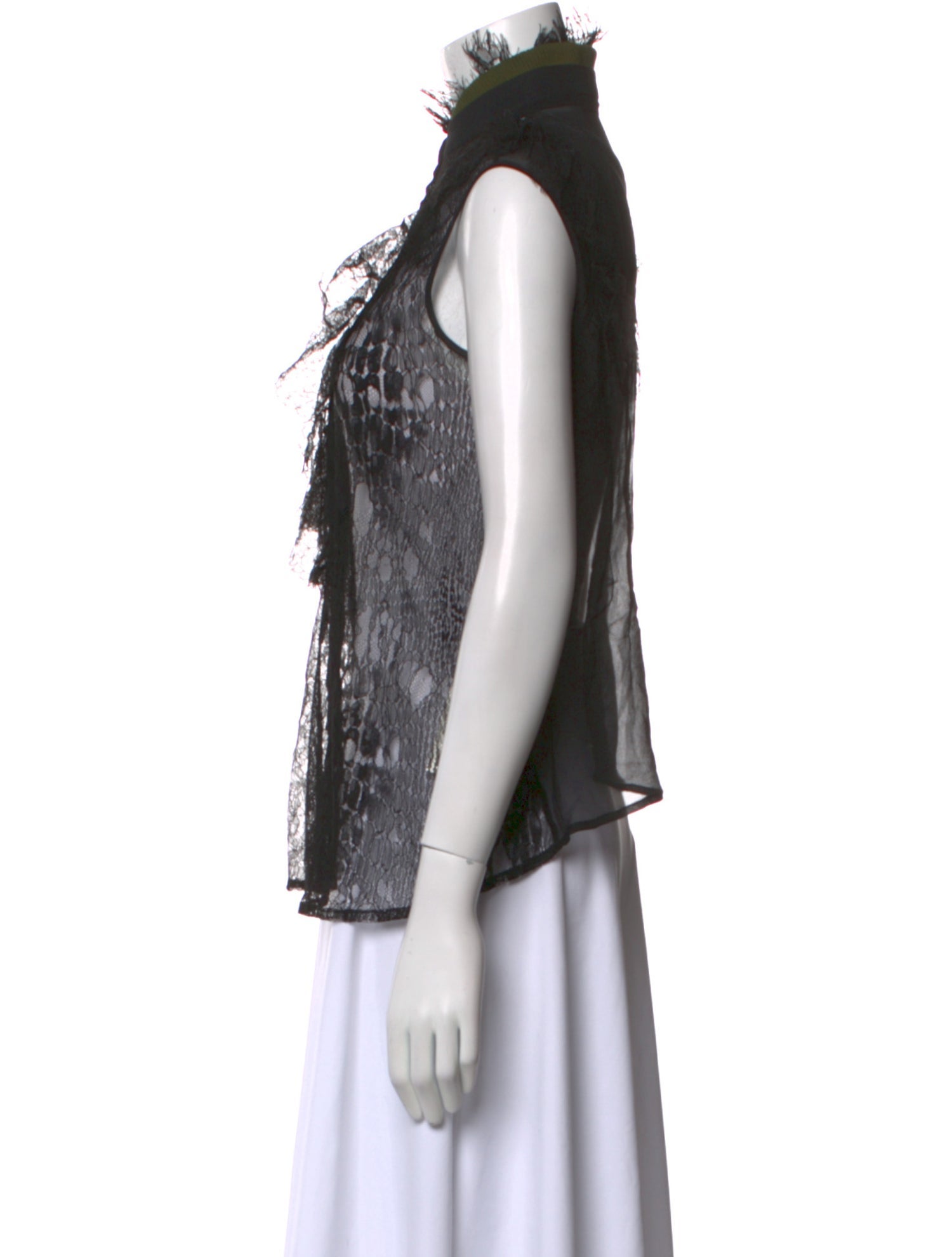 Preen by Thornton Bregazzi Lace Pattern Mock Neck Top