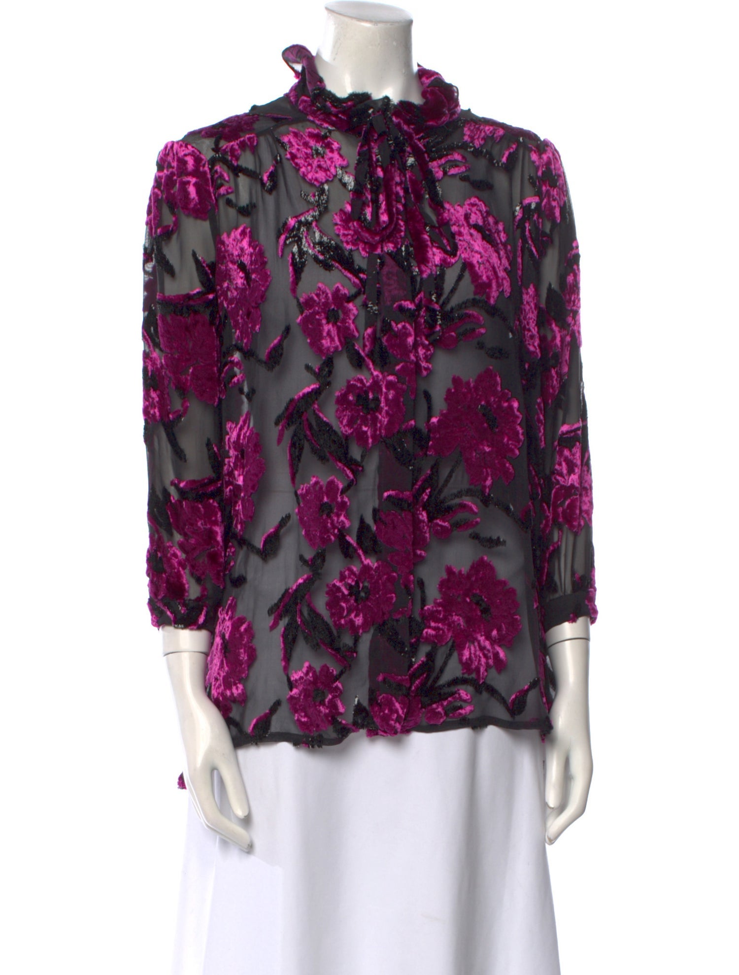 Preen by Thornton Bregazzi Floral Print Mock Neck Blouse