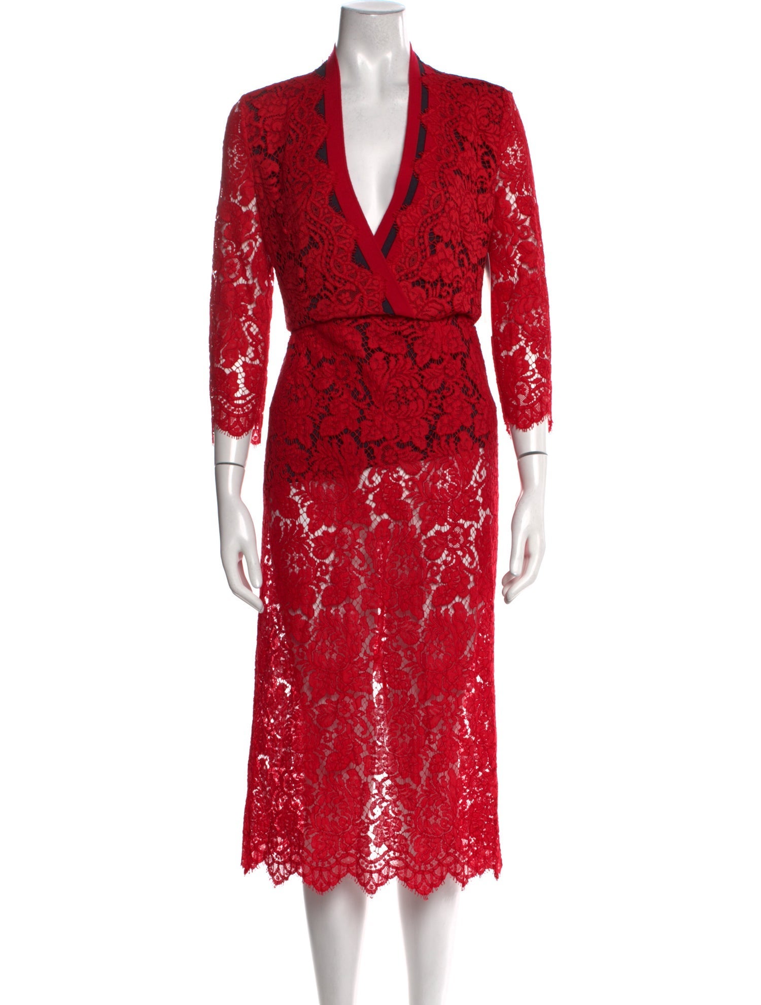 Preen by Thornton Bregazzi Lace Pattern Midi Length Dress