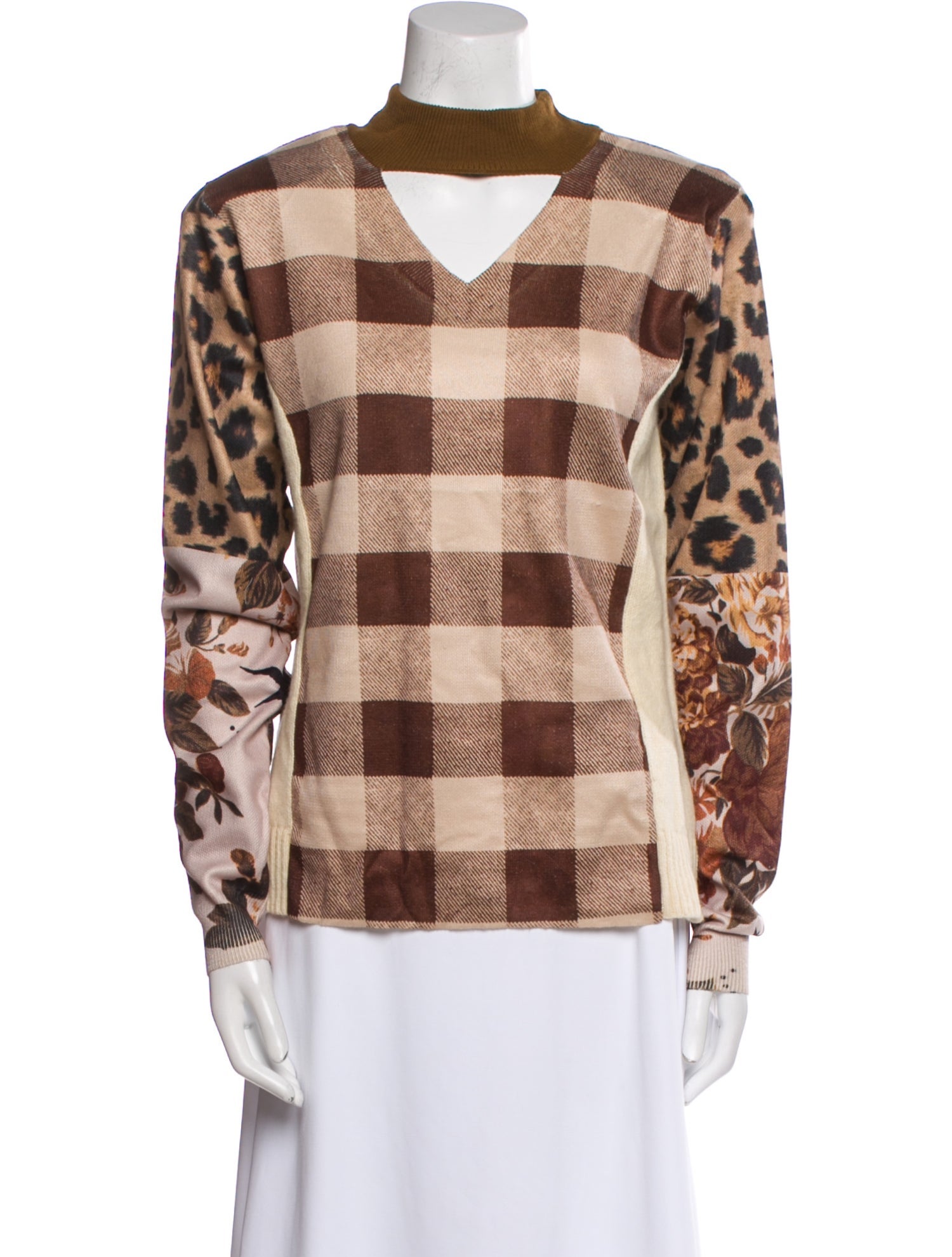 Preen by Thornton Bregazzi Plaid Print Mock Neck Sweatshirt