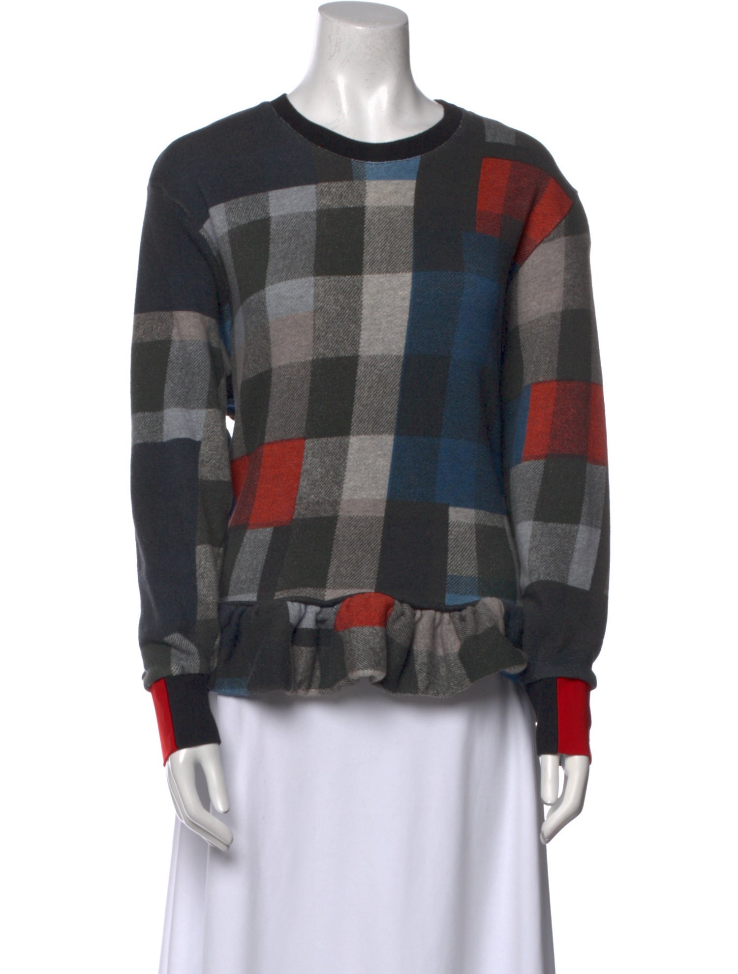 Preen by Thornton Bregazzi Plaid Print Crew Neck Sweatshirt