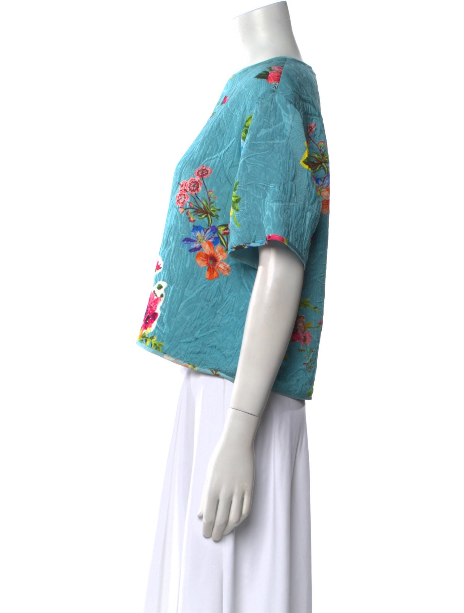 Preen by Thornton Bregazzi Floral Print Crew Neck Crop Top