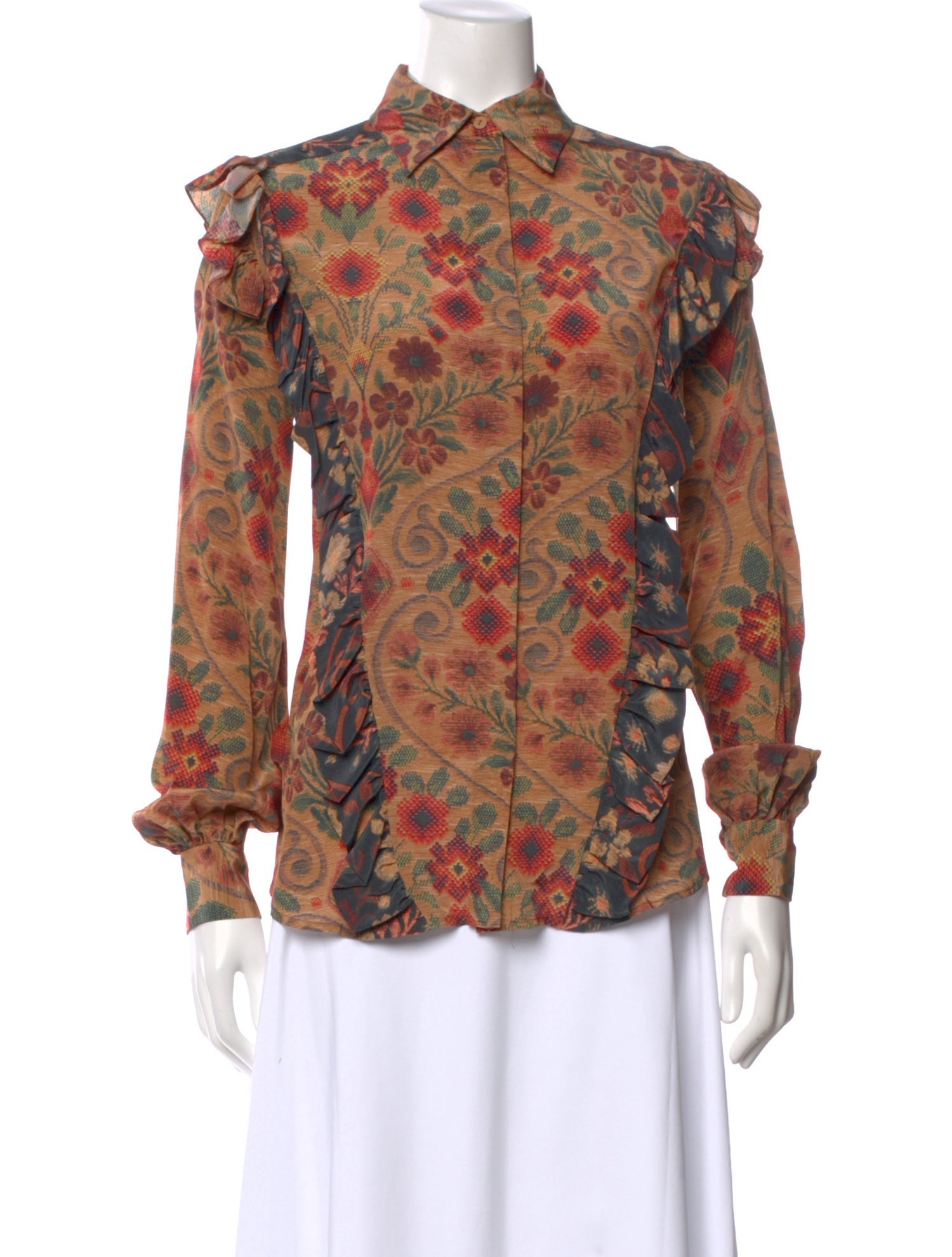 Preen by Thornton Bregazzi Floral Print Long Sleeve Blouse w/ Tags