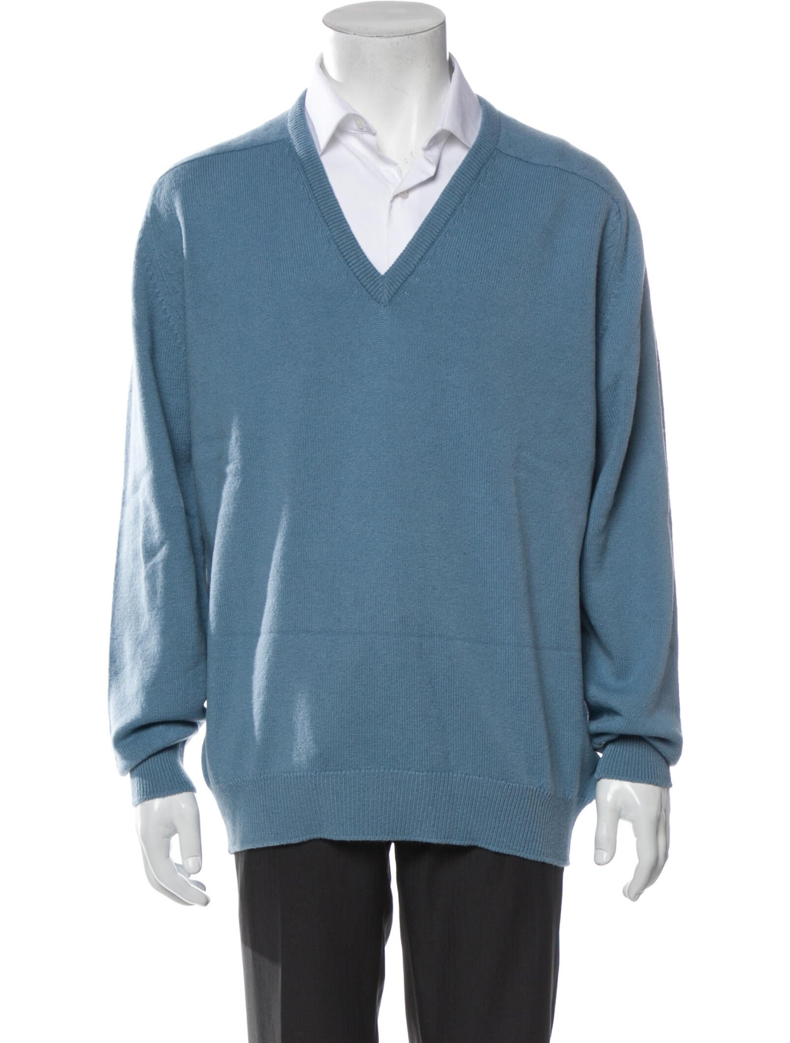 Pringle of Scotland Lambswool VNeck Pullover Blue Sweaters, Clothing