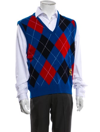 Pringle of Scotland Virgin Wool Plaid Print Sweater Vest
