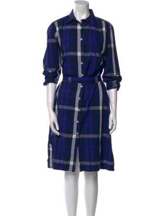 Pringle of Scotland Plaid Print Midi Length Dress
