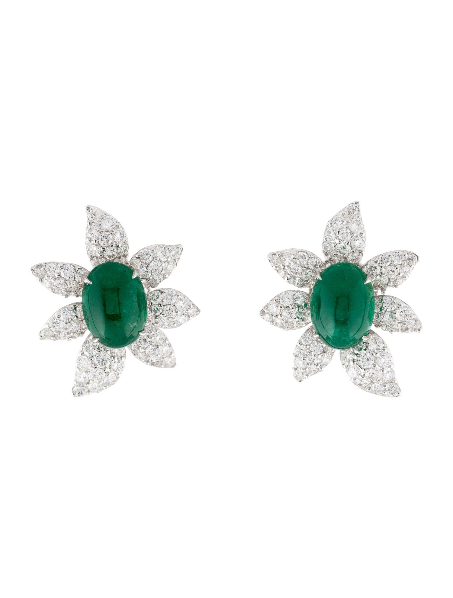Piranesi 18K Emerald & Diamond Flower Convertible Earclips