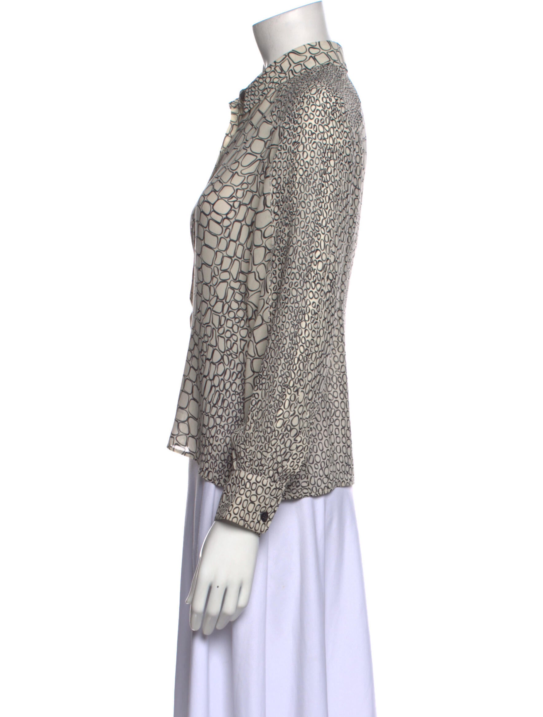 Proenza Schouler Printed Long Sleeve Button-Up Top