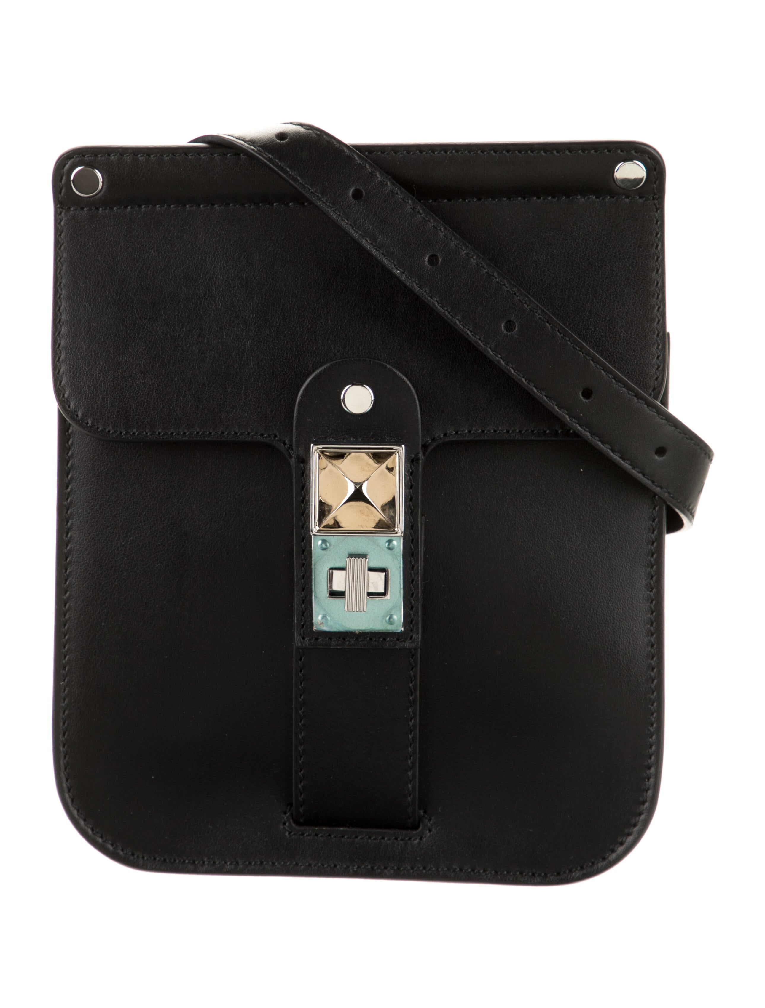 Proenza Schouler Crystal Studded Leather Shoulder Bag Black Shoulder