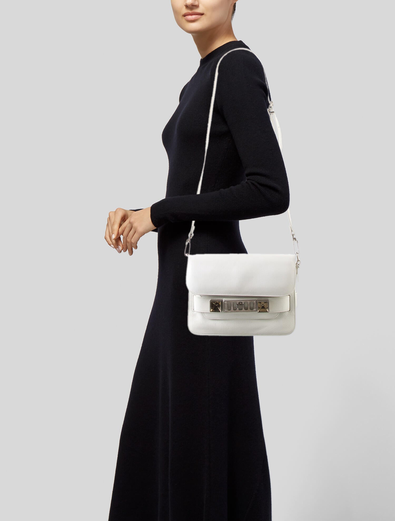 Proenza Schouler Pebbled Leather Shoulder Bag White Shoulder Bags