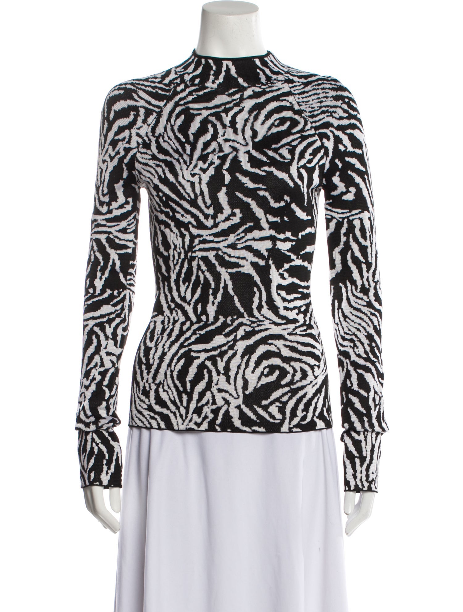 Proenza Schouler Animal Print Mock Neck Sweater