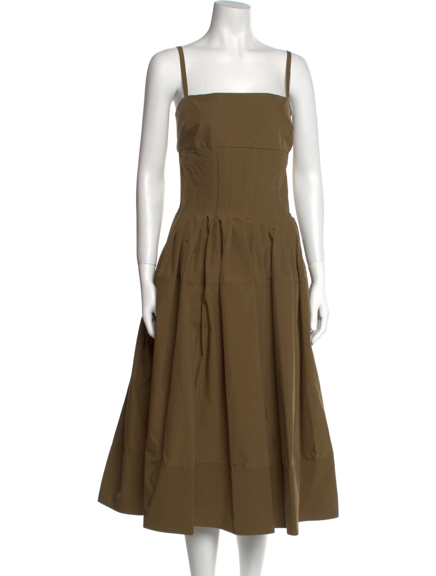 Proenza Schouler Square Neckline Midi Length Dress - Green Dresses, Clothing  - PRO142696 | The RealReal