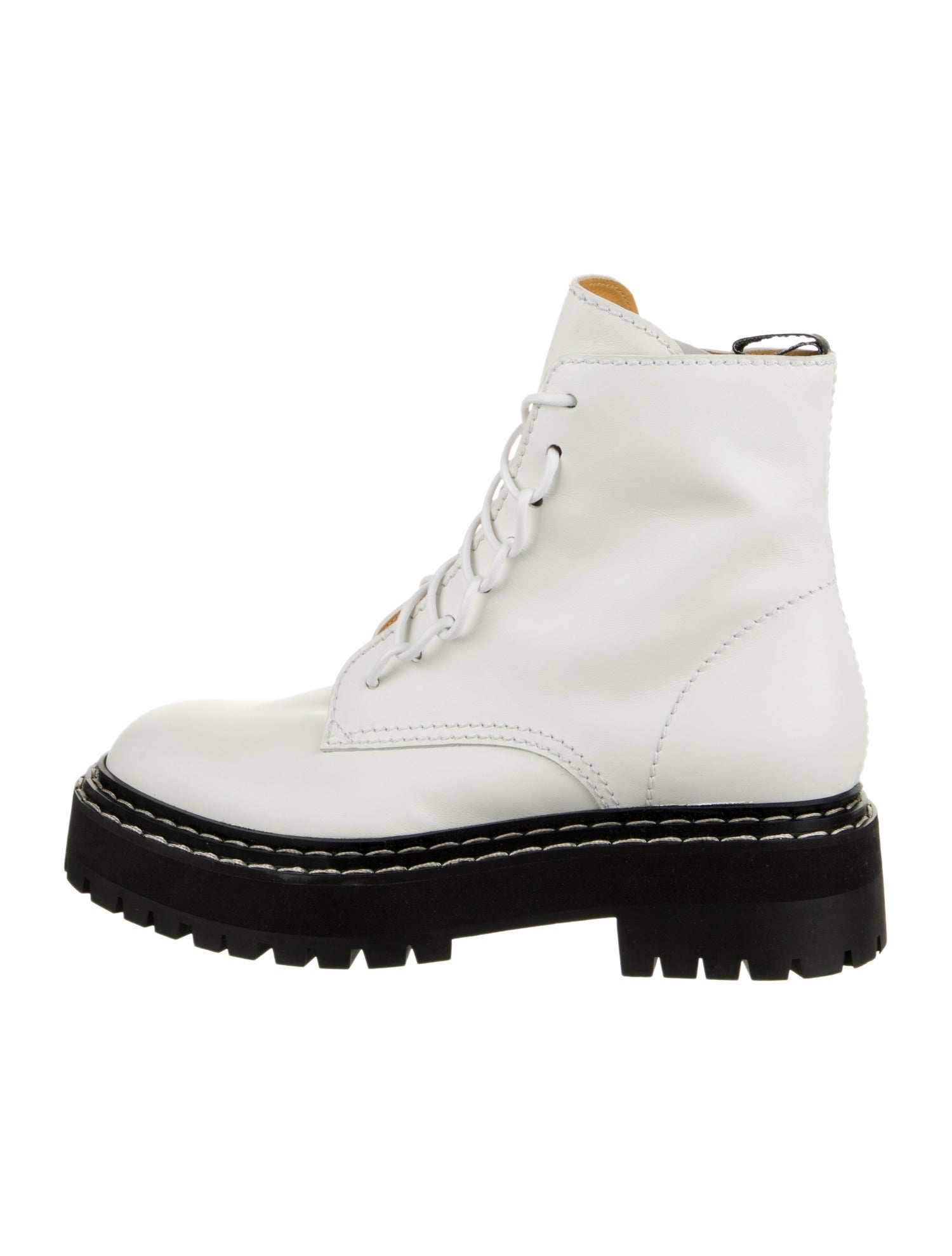 Proenza Schouler Leather Whipstitch Trim Combat Boots