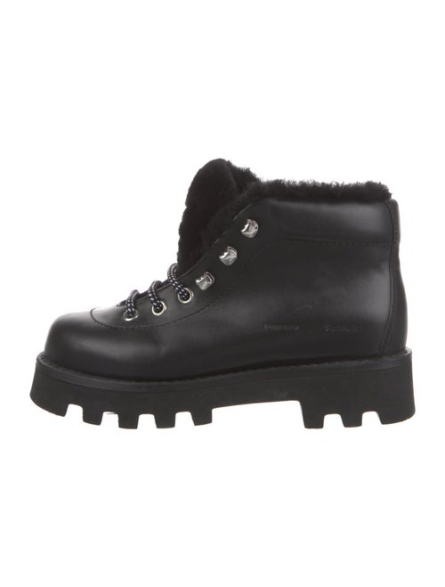 Proenza Schouler Leather Faux Fur Trim Combat Boots