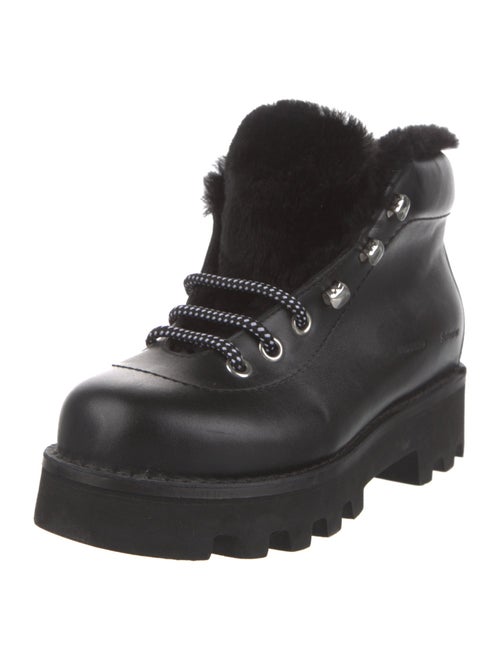 Proenza Schouler Leather Faux Fur Trim Combat Boots