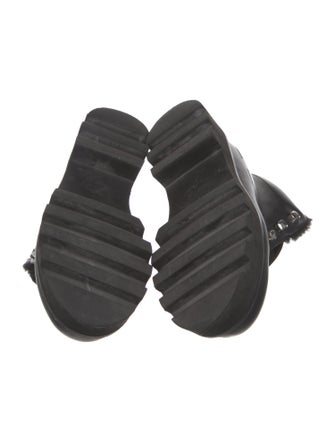 Proenza Schouler Leather Faux Fur Trim Combat Boots