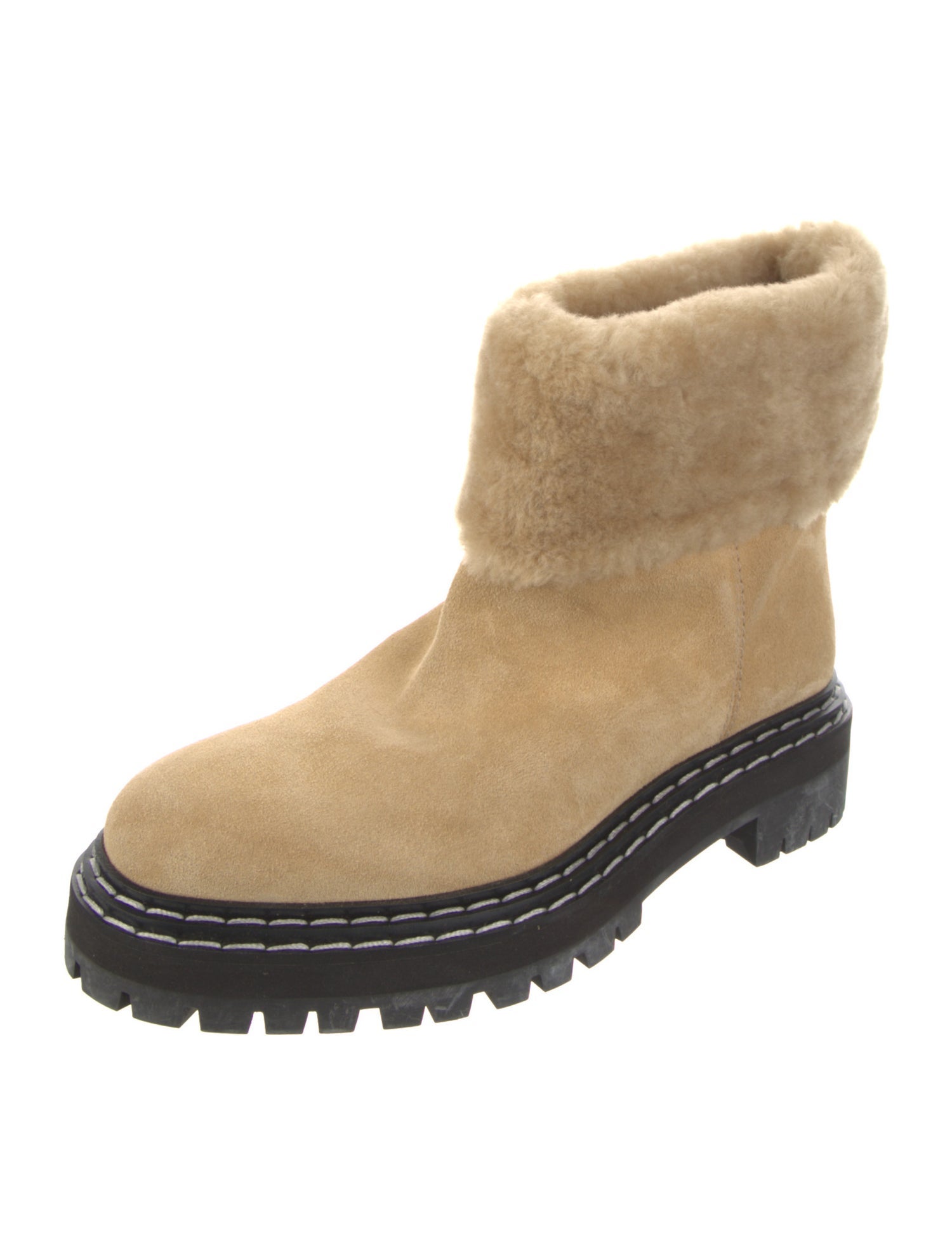 Proenza Schouler Suede Fur Trim Snow Boots