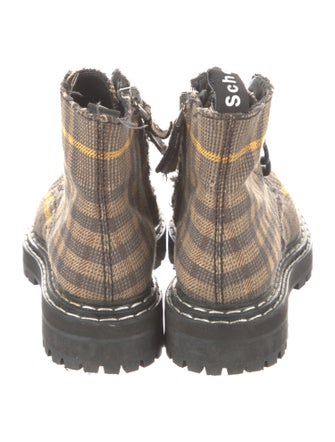 Proenza Schouler Printed Raw-Edge Trim Combat Boots