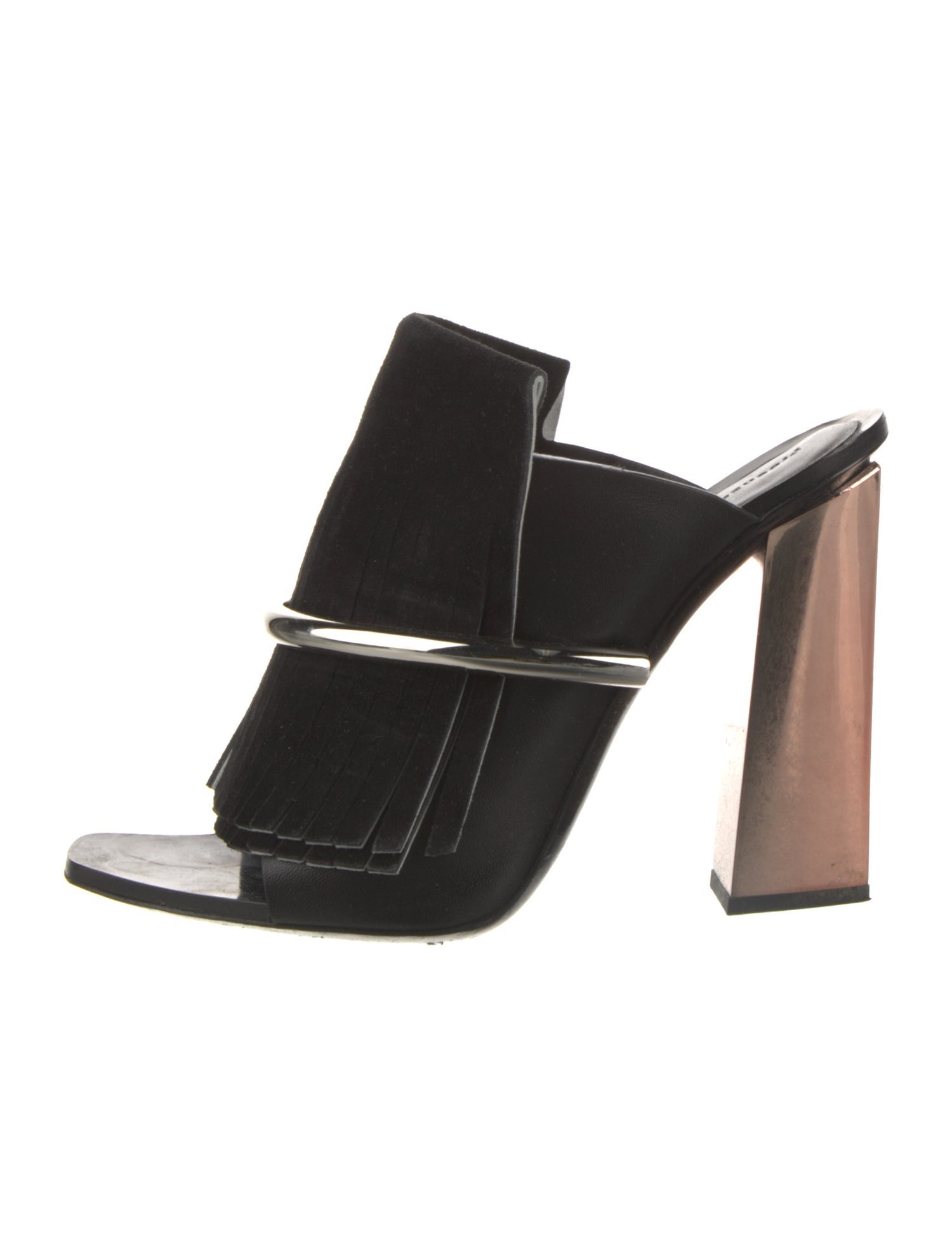 Proenza Schouler Suede Fringe Trim Accent Slides