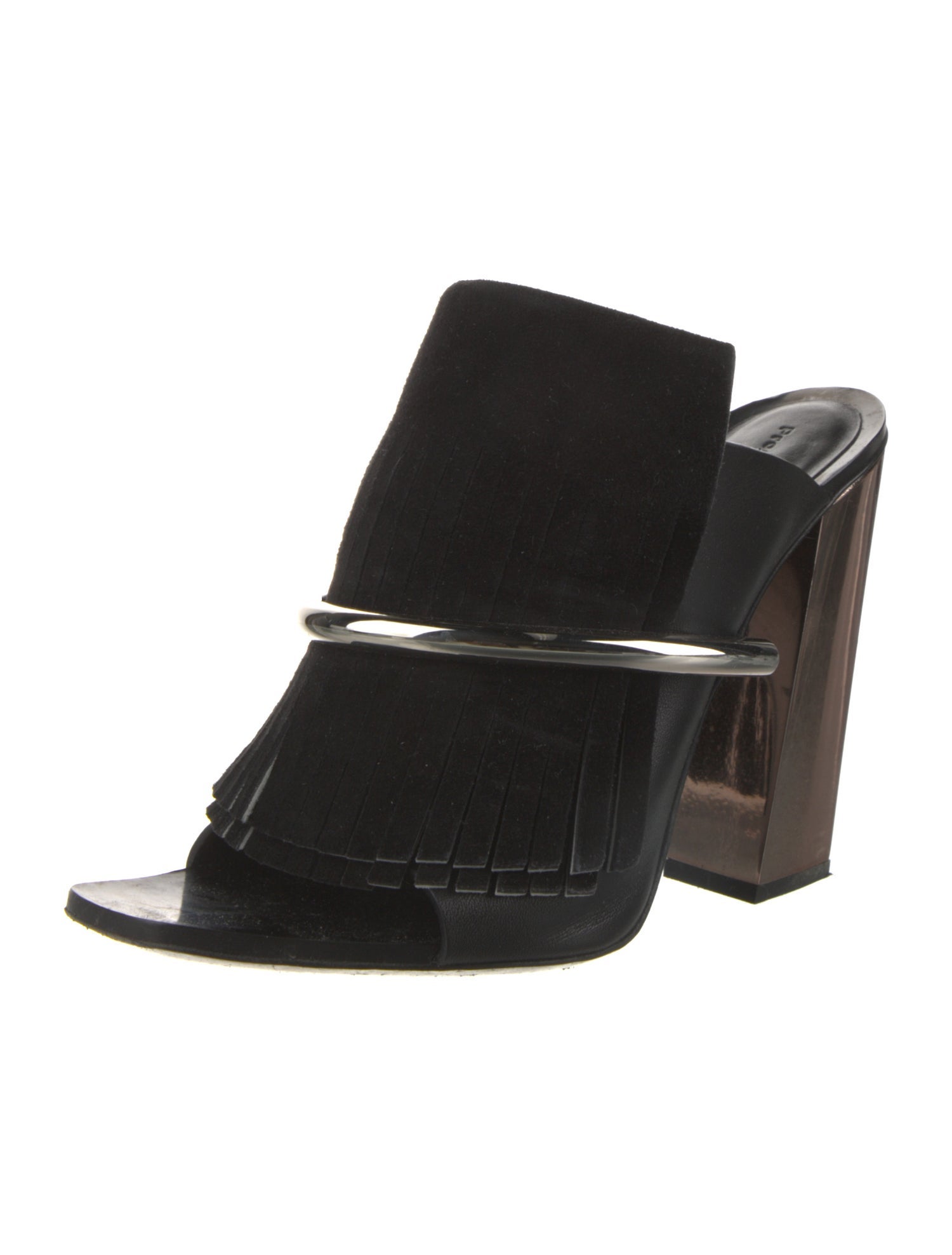 Proenza Schouler Suede Fringe Trim Accent Slides