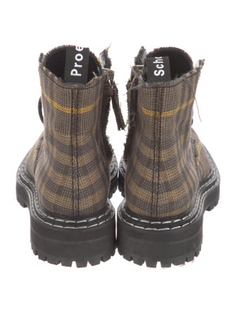 Proenza Schouler Printed Raw-Edge Trim Combat Boots