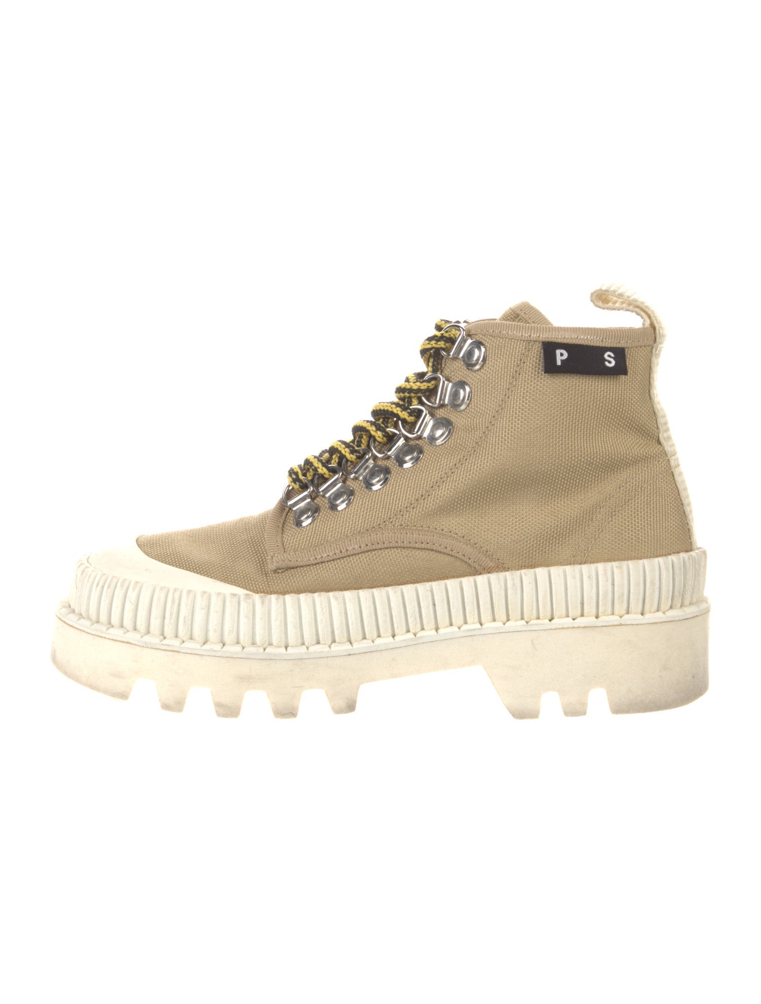 Proenza Schouler Canvas Colorblock Pattern Hiking Boots