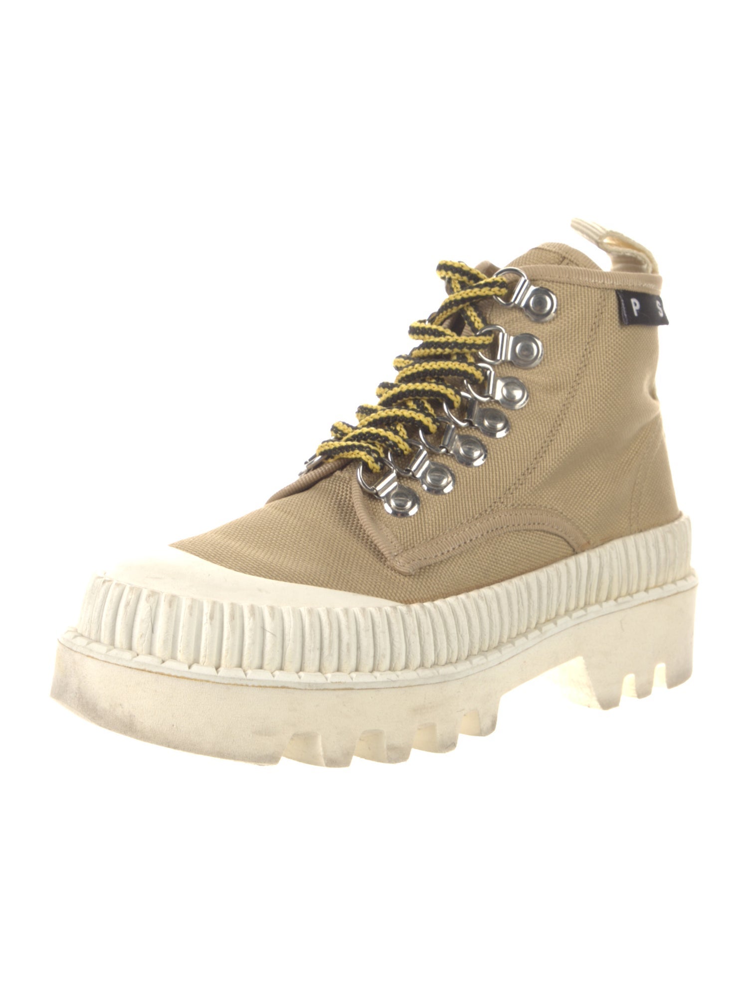 Proenza Schouler Canvas Colorblock Pattern Hiking Boots