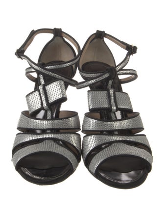 Proenza Schouler Sequins Bow Accents T-Strap Sandals