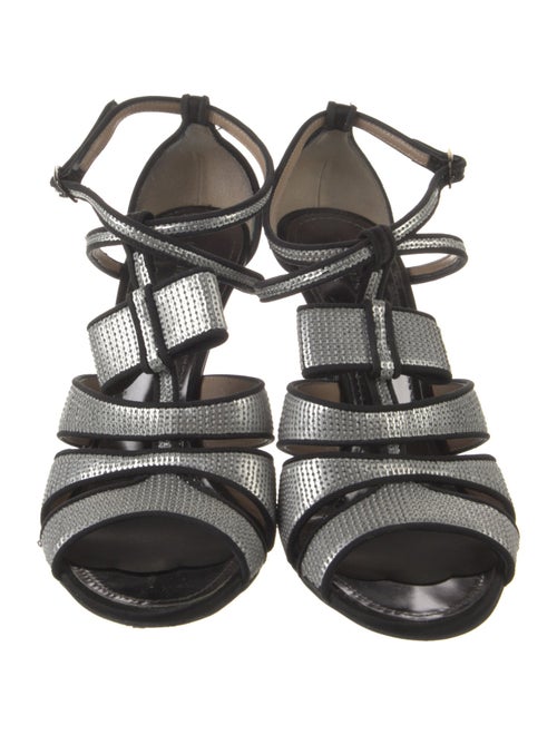 Proenza Schouler Sequins Bow Accents T-Strap Sandals