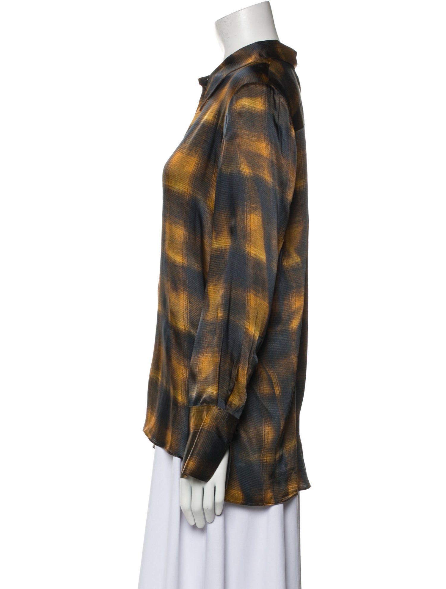 Proenza Schouler Plaid Print Long Sleeve Button-Up Top