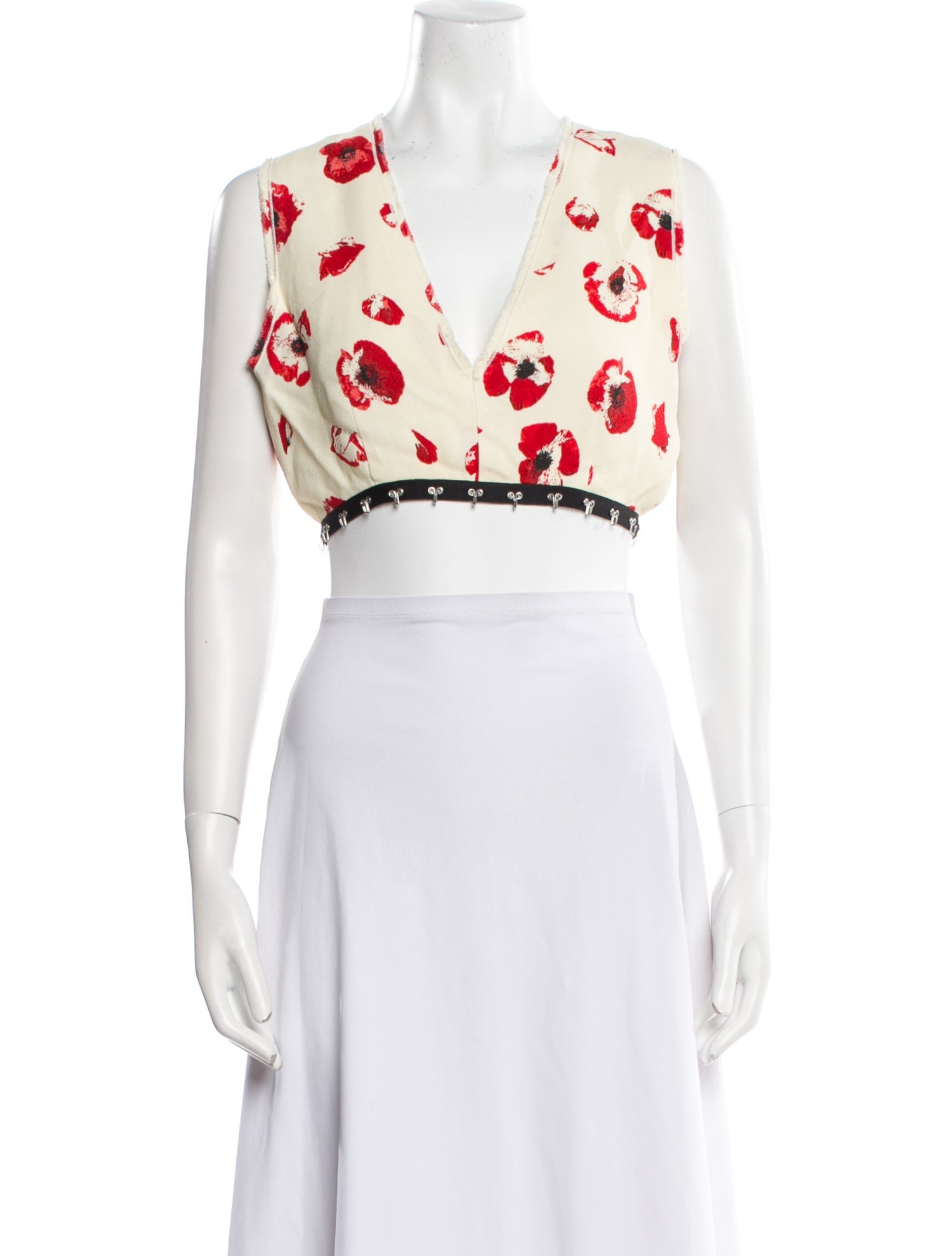 Proenza Schouler Printed V-Neck Crop Top