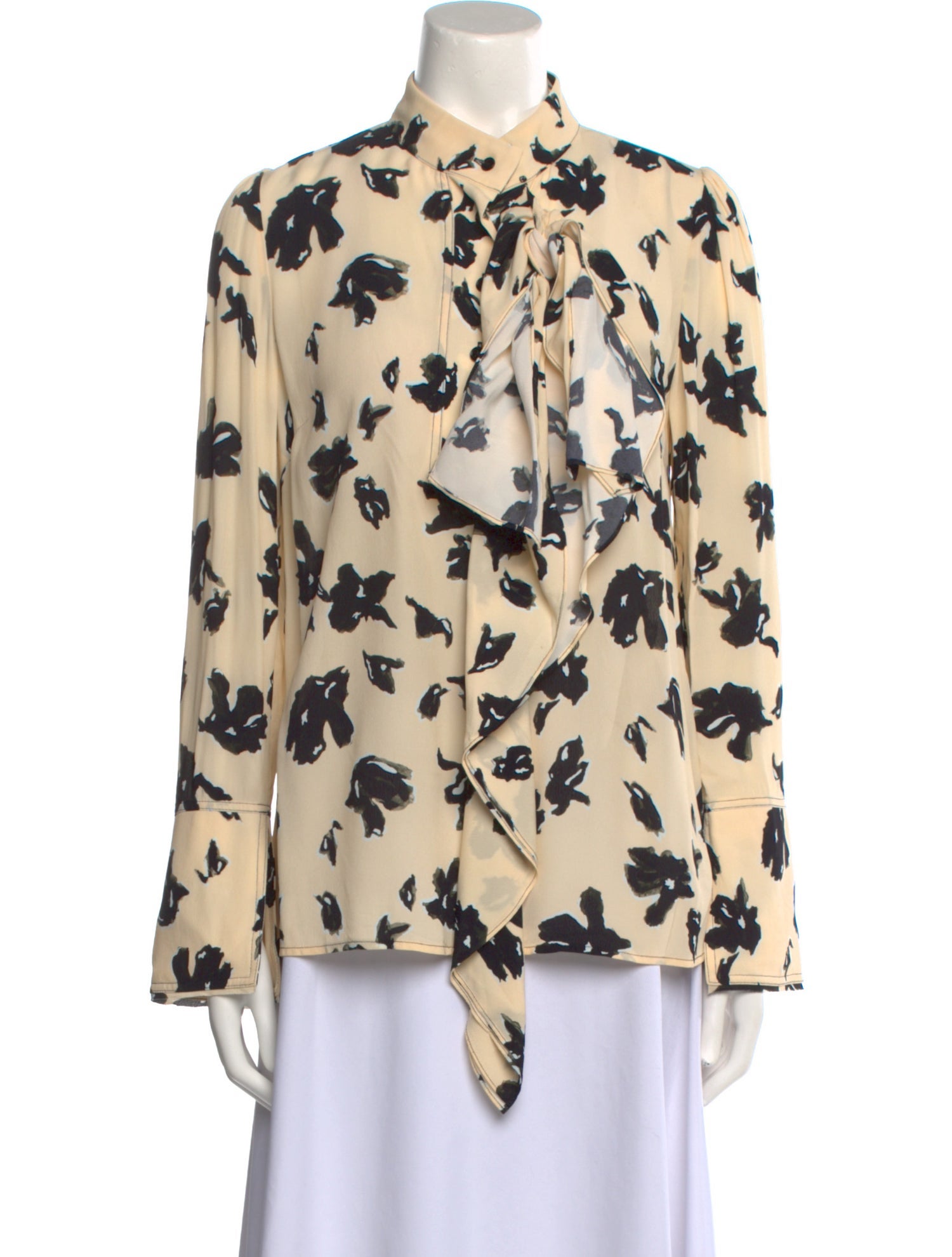 Proenza Schouler Printed Long Sleeve Button-Up Top